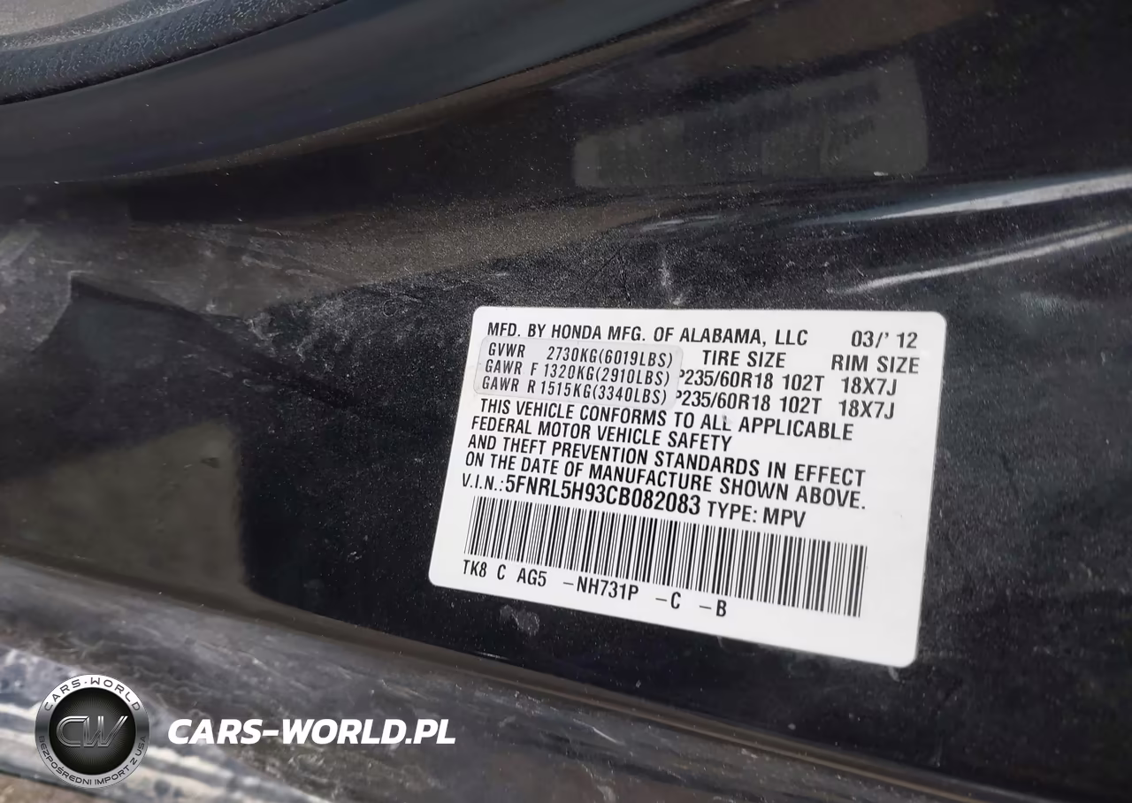 2012 Honda Odyssey Touring-Touring Elite VIN:5FNRL5H93CB082083 - 9
