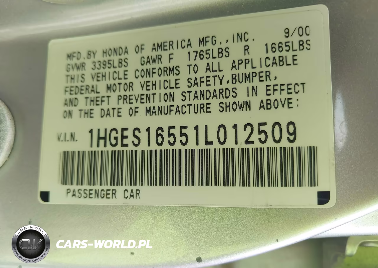 2001 Honda Civic Lx VIN:1HGES16551L012509 - 9