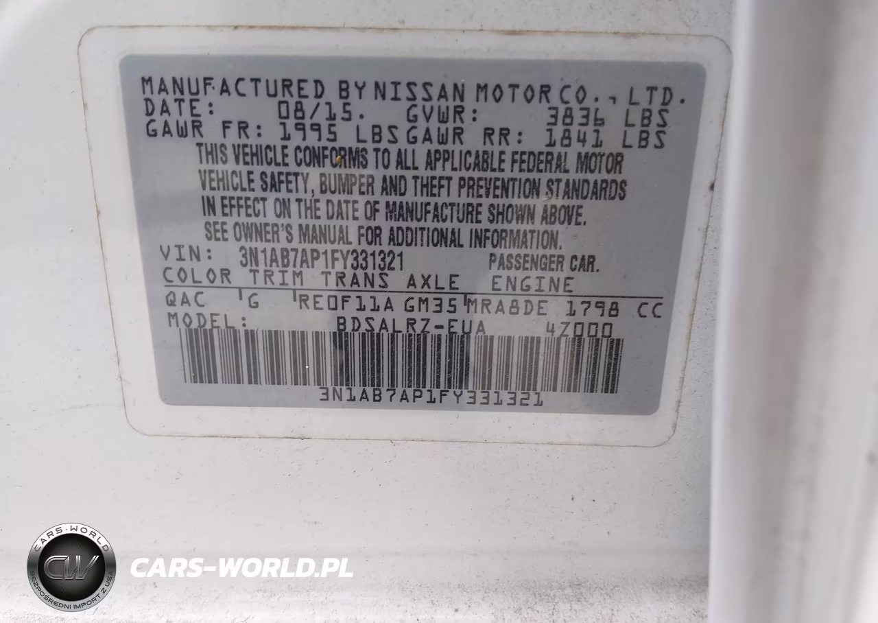 2015 Nissan Sentra Sr VIN:3N1AB7AP1FY331321 - 9