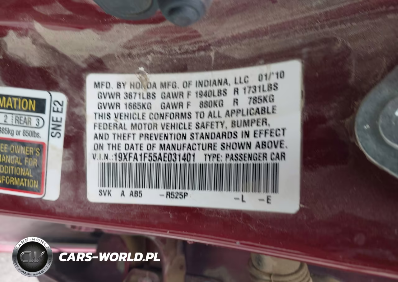 2010 Honda Civic Lx VIN:19XFA1F55AE031401 - 9