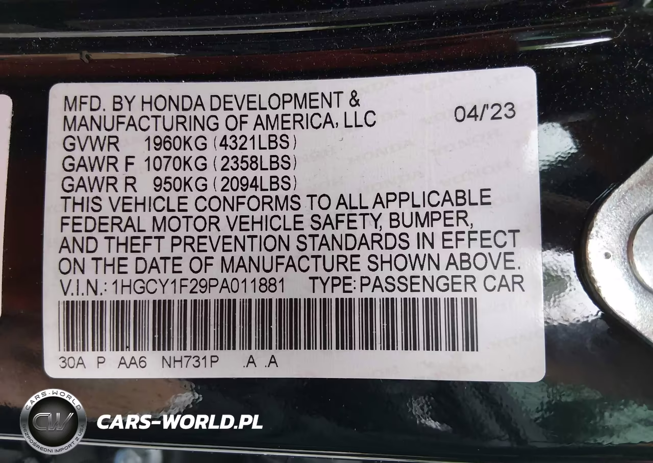 2023 Honda Accord Lx VIN:1HGCY1F29PA011881 - 9