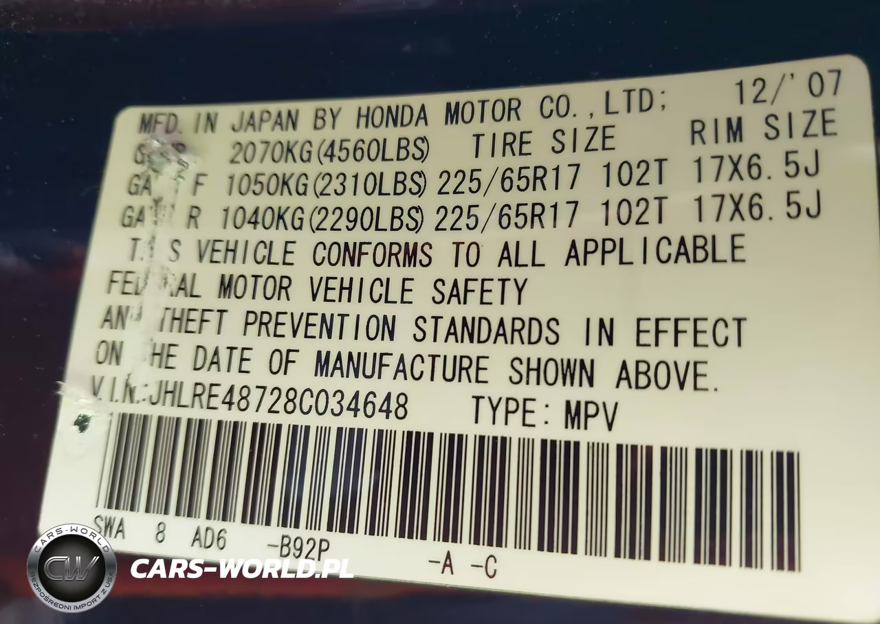 2008 Honda Cr-V Ex-L VIN:JHLRE48728C034648 - 9