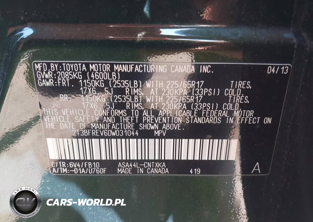 2013 Toyota Rav4 Le VIN:2T3BFREV6DW031044 - 9