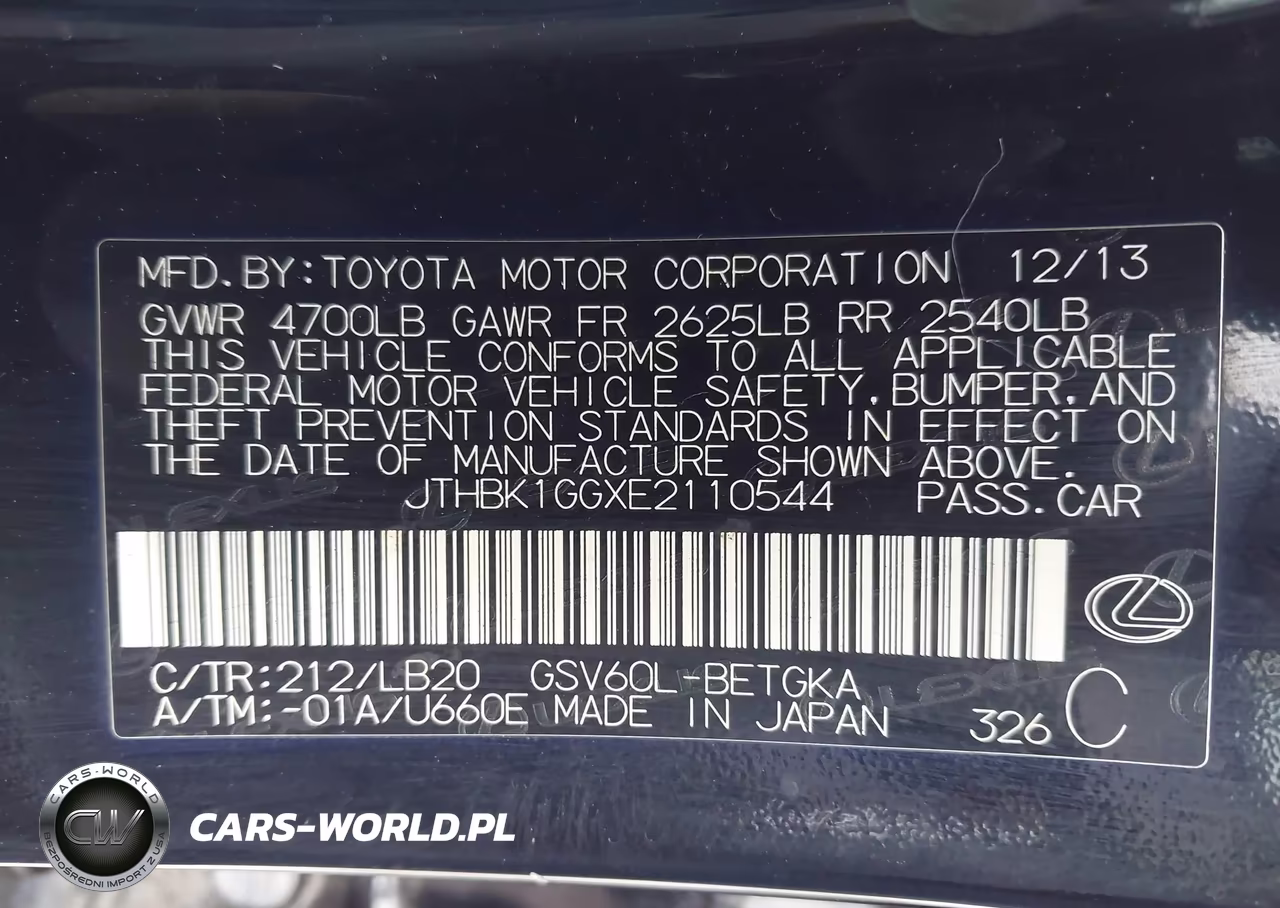 2014 Lexus Es 350 VIN:JTHBK1GGXE2110544 - 9