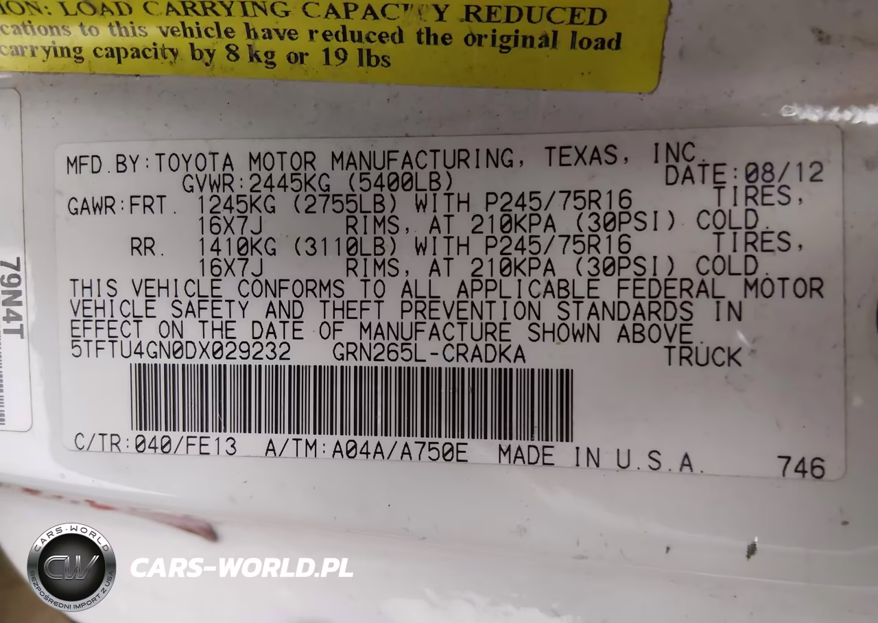 2013 Toyota Tacoma Prerunner V6 VIN:5TFTU4GN0DX029232 - 9
