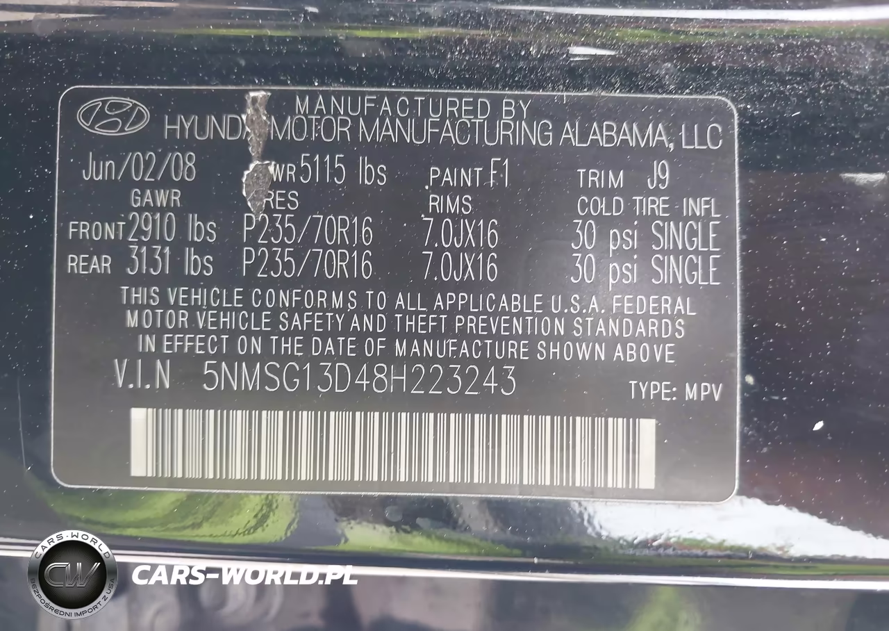 2008 Hyundai Santa Fe Gls VIN:5NMSG13D48H223243 - 9