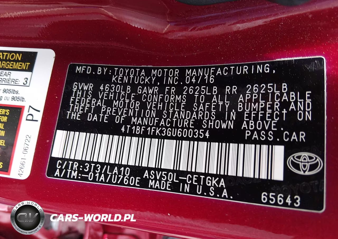 2016 Toyota Camry Xle VIN:4T1BF1FK3GU600354 - 9