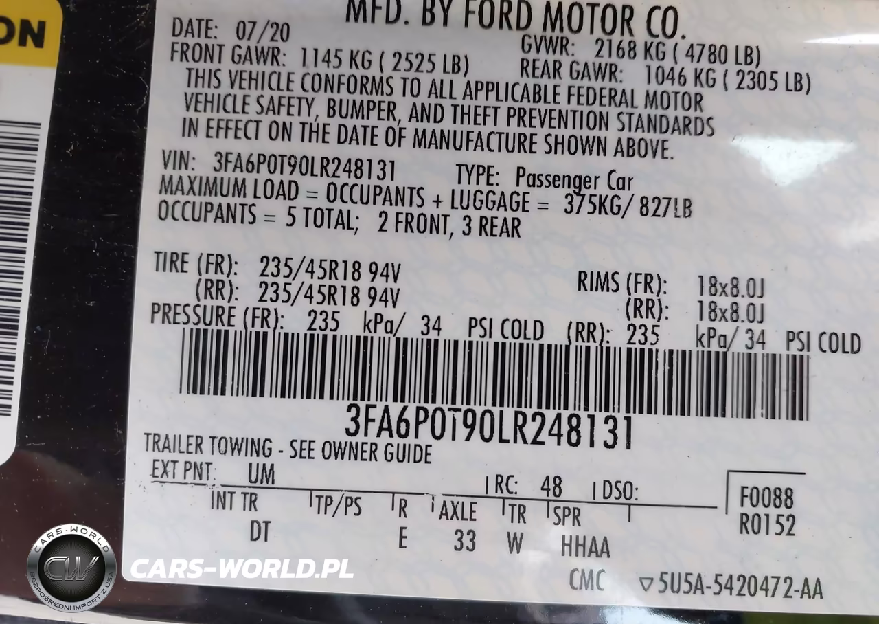 2020 Ford Fusion Se VIN:3FA6P0T90LR248131 - 9