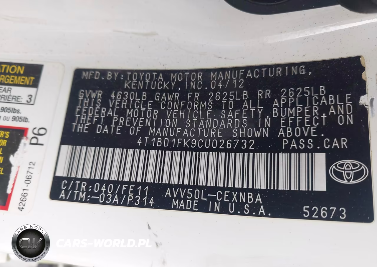 2012 Toyota Camry Hybrid Le VIN:4T1BD1FK9CU026732 - 9
