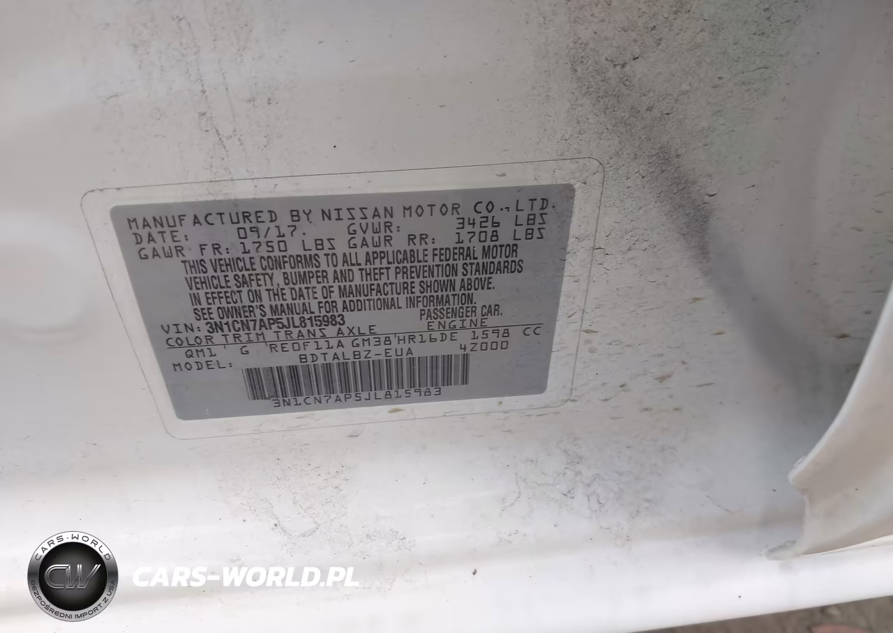 2018 Nissan Versa 1.6 Sv VIN:3N1CN7AP5JL815983 - 9