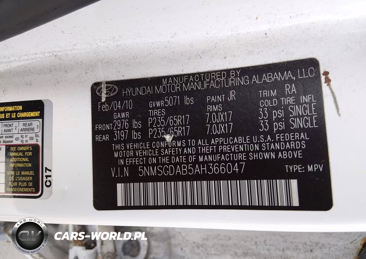 2010 Hyundai Santa Fe Gls VIN:5NMSGDAB5AH366047 - 9