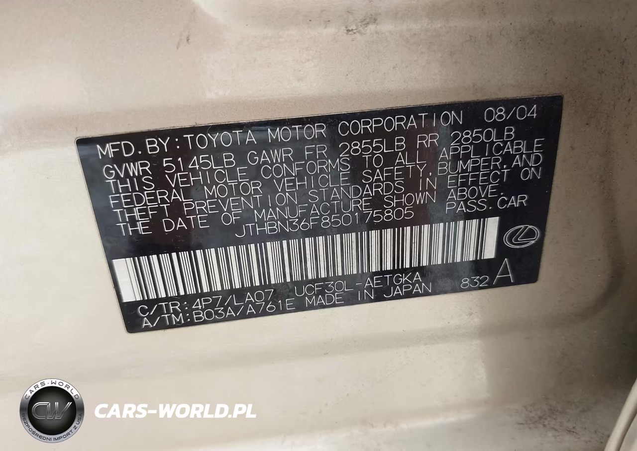 2005 Lexus Ls 430 VIN:JTHBN36F850175805 - 9
