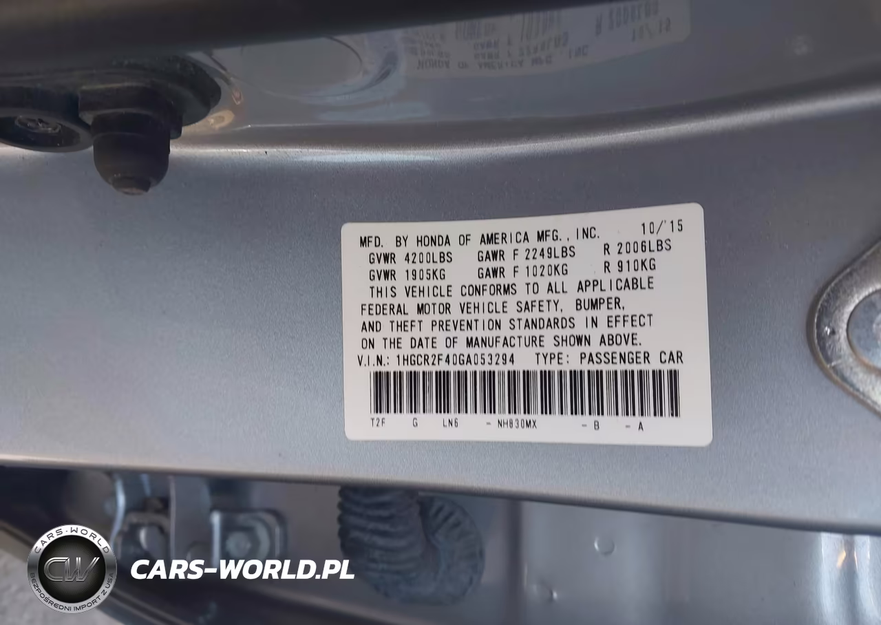 2016 Honda Accord Lx VIN:1HGCR2F40GA053294 - 9