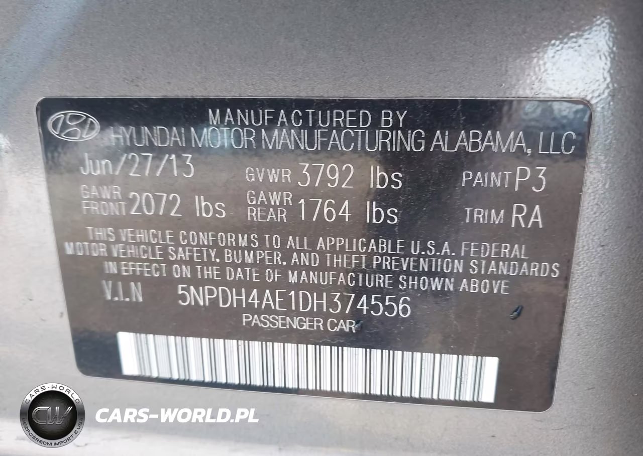 2013 Hyundai Elantra Gls VIN:5NPDH4AE1DH374556 - 9