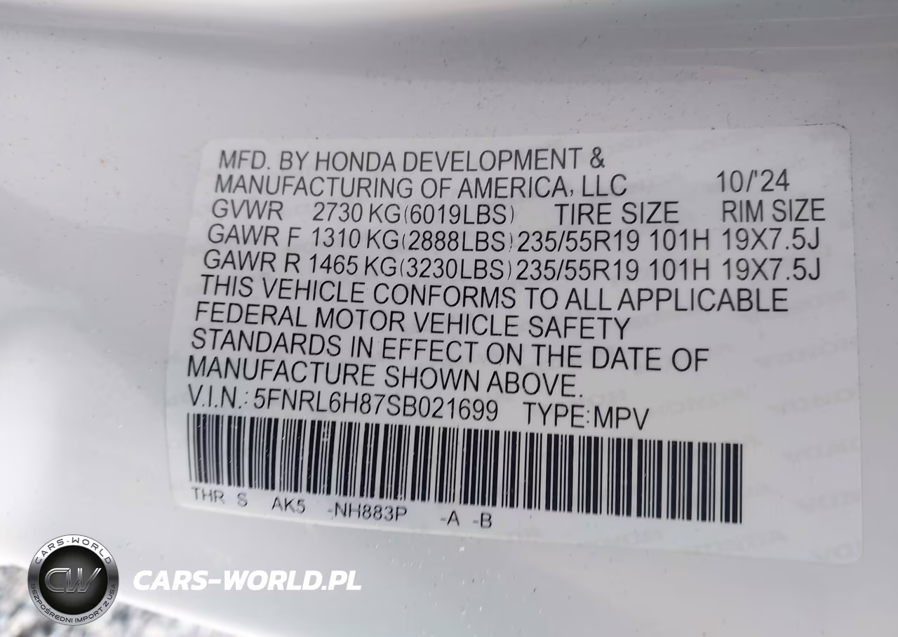 2025 Honda Odyssey Touring VIN:5FNRL6H87SB021699 - 9