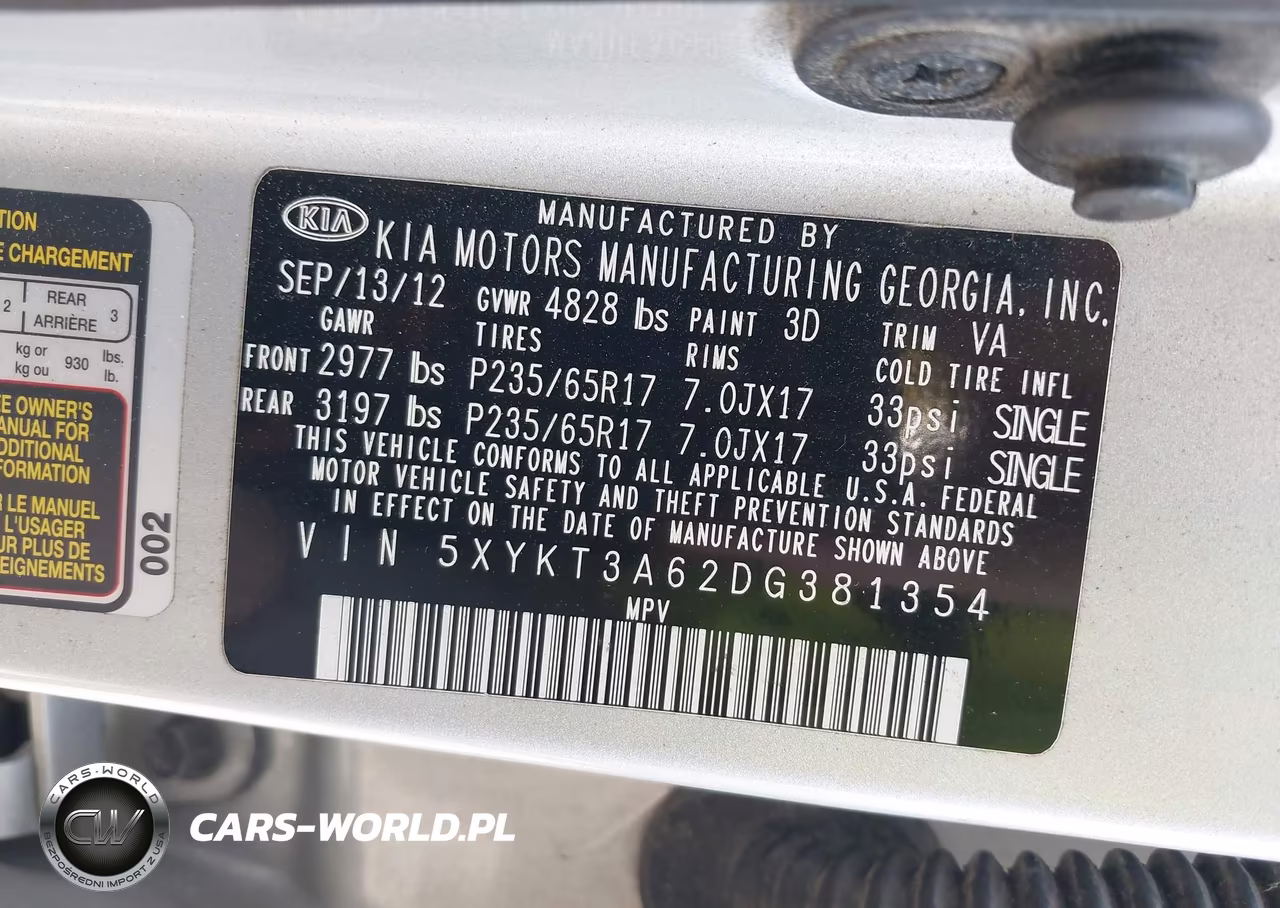 2013 Kia Sorento Lx VIN:5XYKT3A62DG381354 - 9