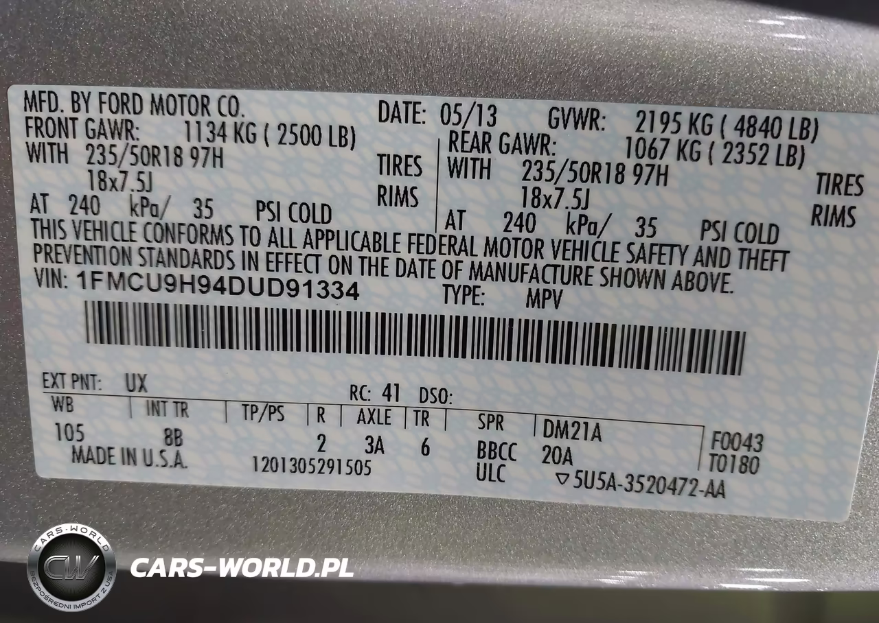 2013 Ford Escape Sel VIN:1FMCU9H94DUD91334 - 9