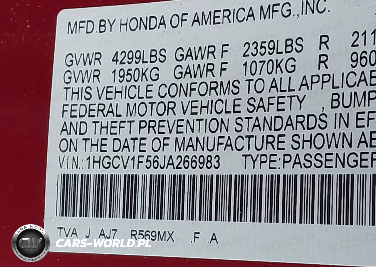 2018 Honda Accord Ex-L VIN:1HGCV1F56JA266983 - 9