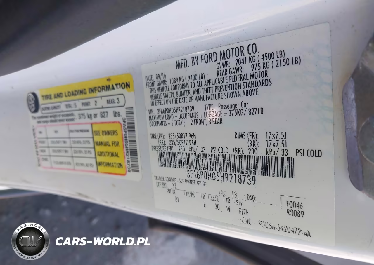2017 Ford Fusion Se VIN:3FA6P0HD5HR218739 - 9