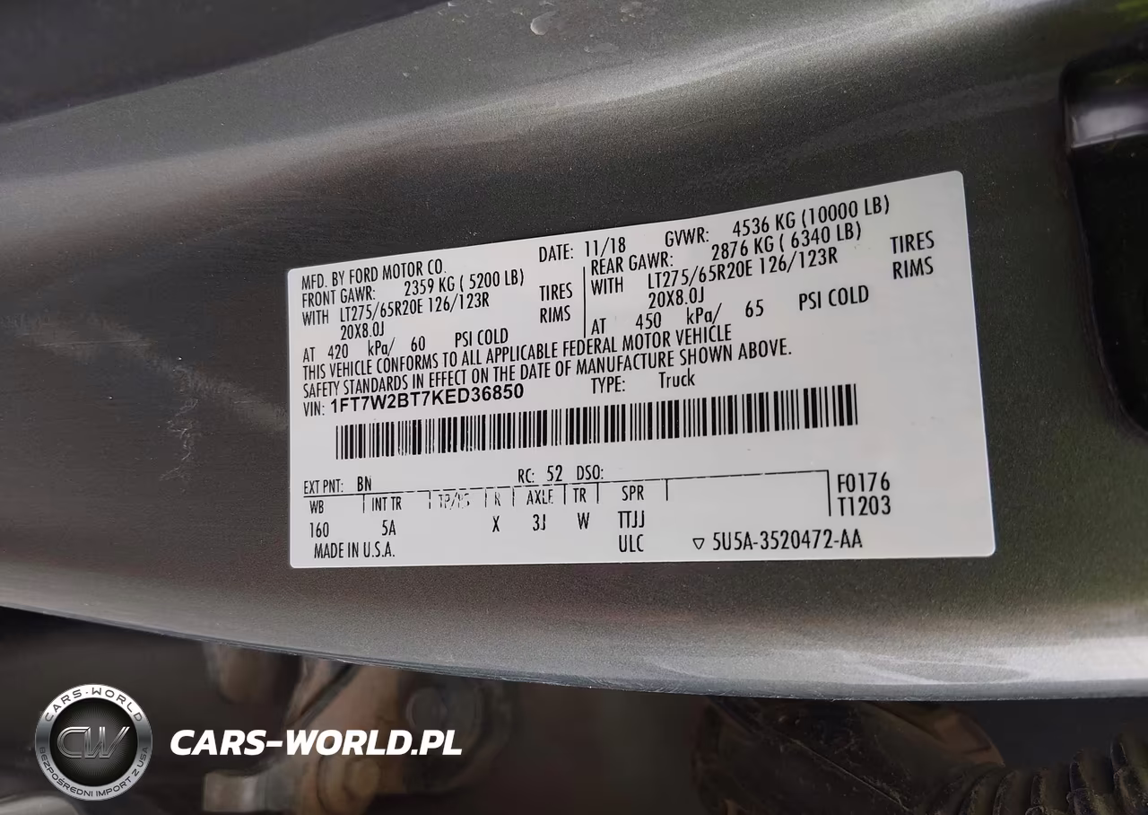 2019 Ford F-250 Lariat VIN:1FT7W2BT7KED36850 - 9