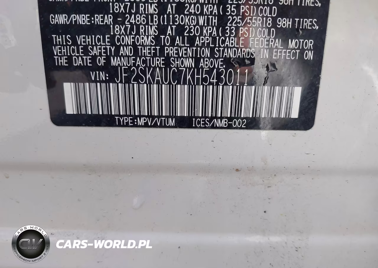 2019 Subaru Forester Limited VIN:JF2SKAUC7KH543011 - 9