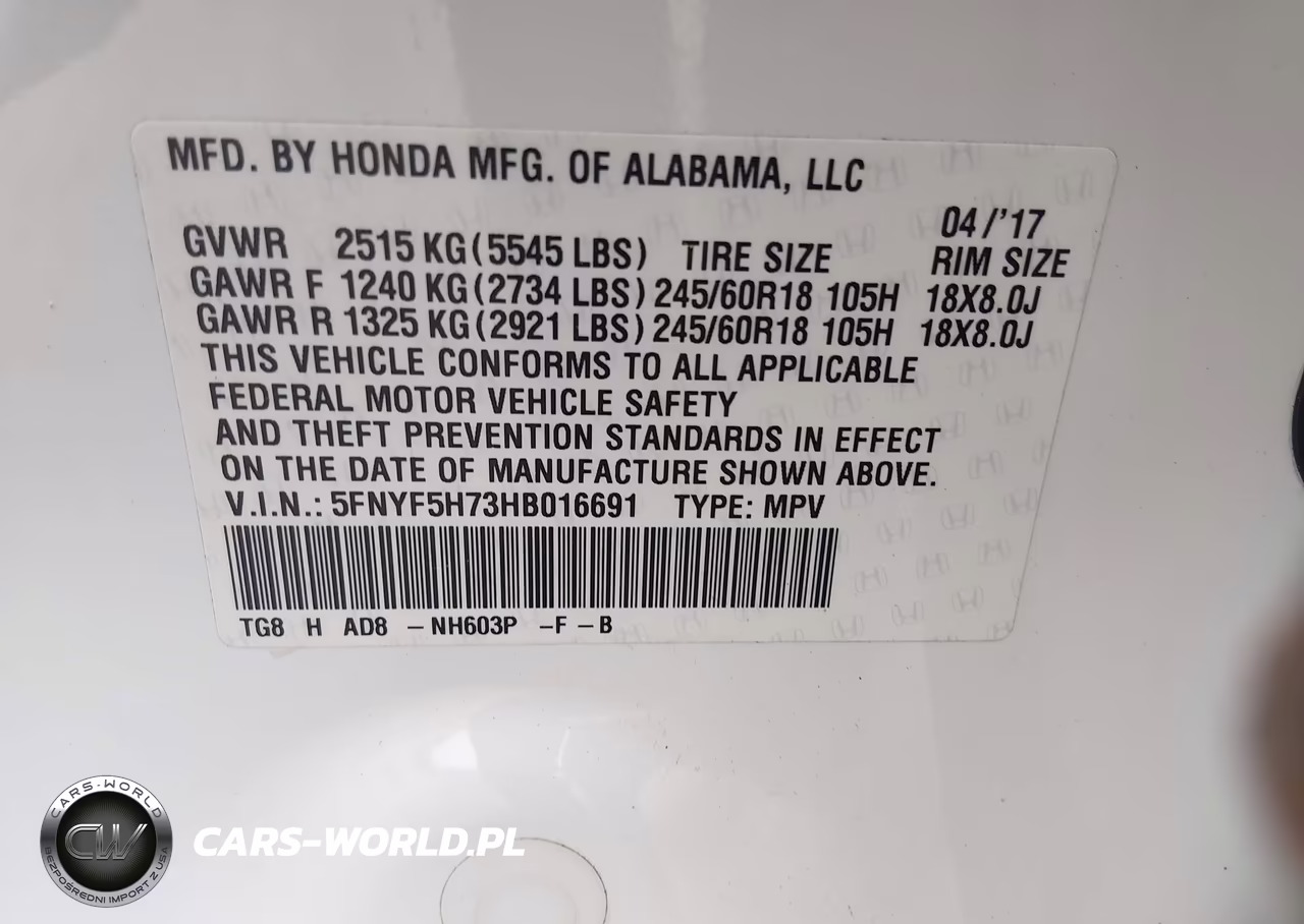 2017 Honda Pilot Ex-L VIN:5FNYF5H73HB016691 - 9