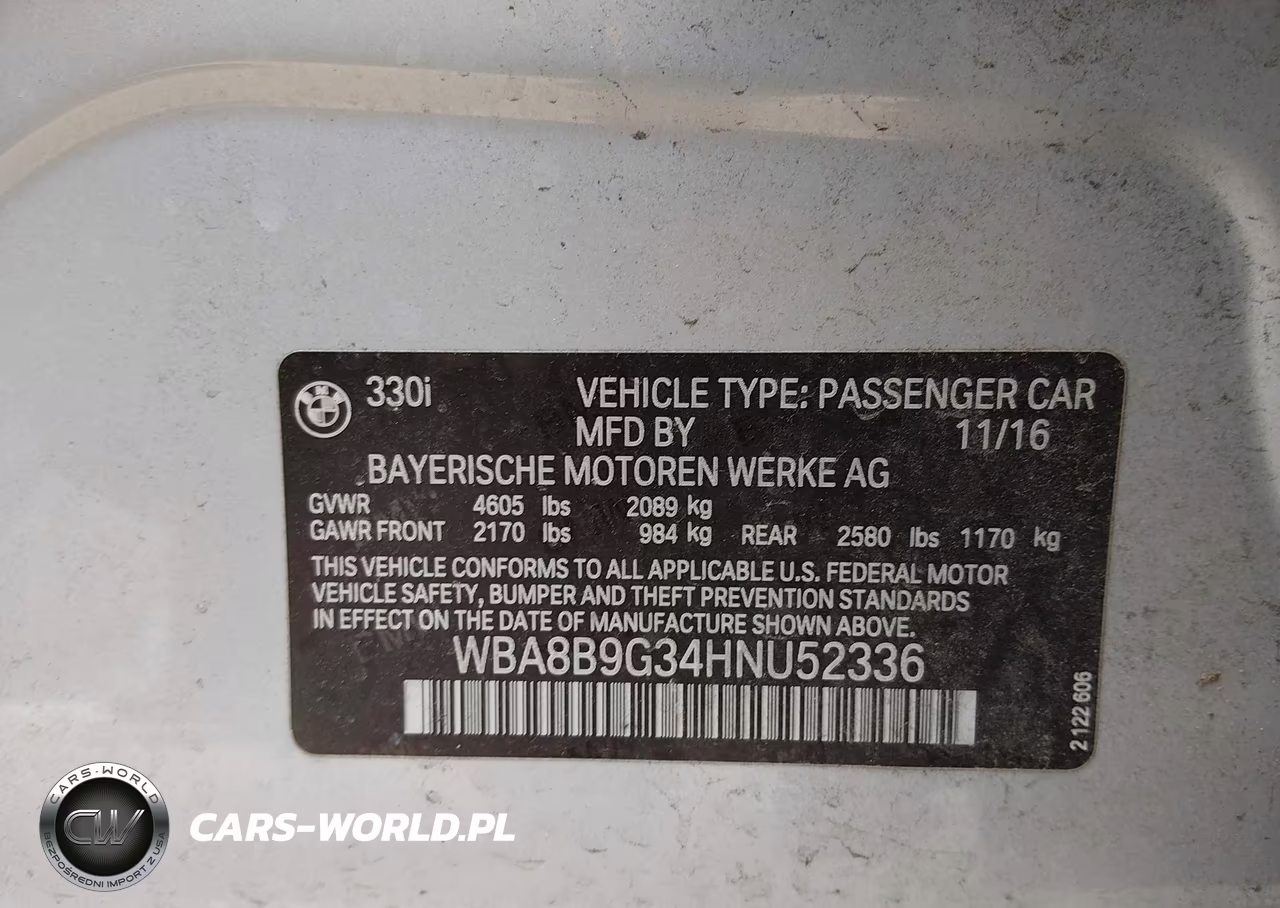 BMW 330I VIN:WBA8B9G34HNU52336 - 9