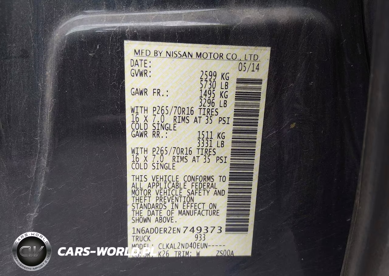 2014 Nissan Frontier Sv VIN:1N6AD0ER2EN749373 - 9