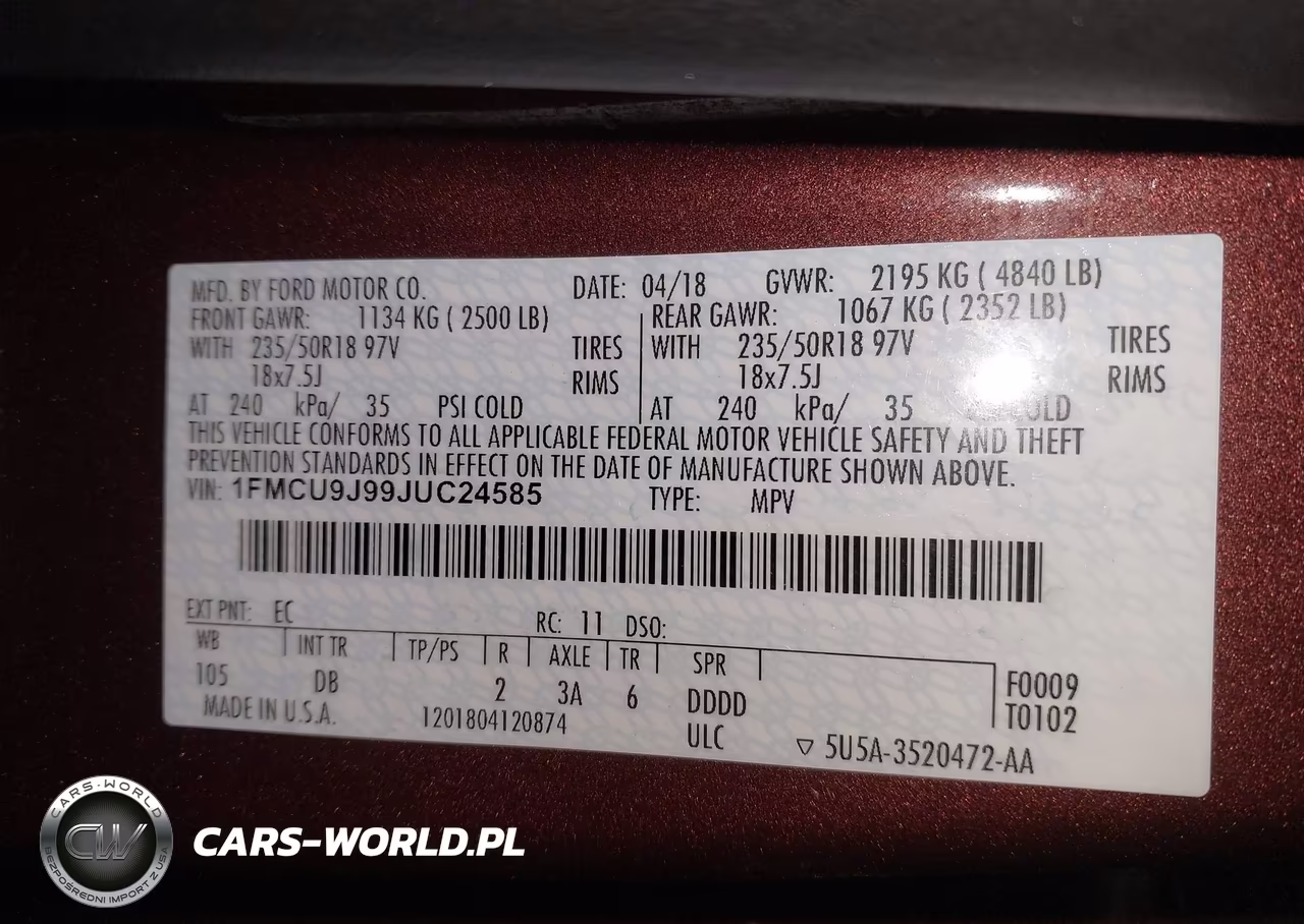 2018 Ford Escape Titanium VIN:1FMCU9J99JUC24585 - 9