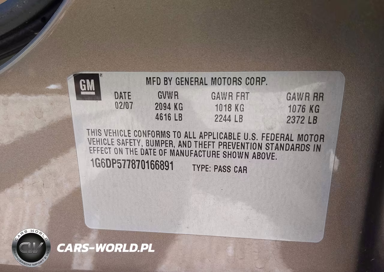 2007 Cadillac Cts Standard VIN:1G6DP577870166891 - 9