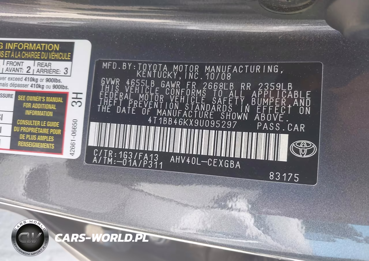 2009 Toyota Camry Hybrid VIN:4T1BB46KX9U095297 - 9