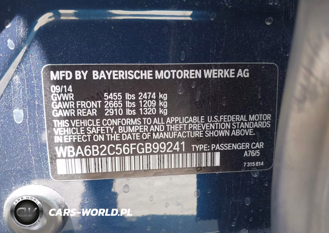 2015 BMW 650I Gran Coupe VIN:WBA6B2C56FGB99241 - 9