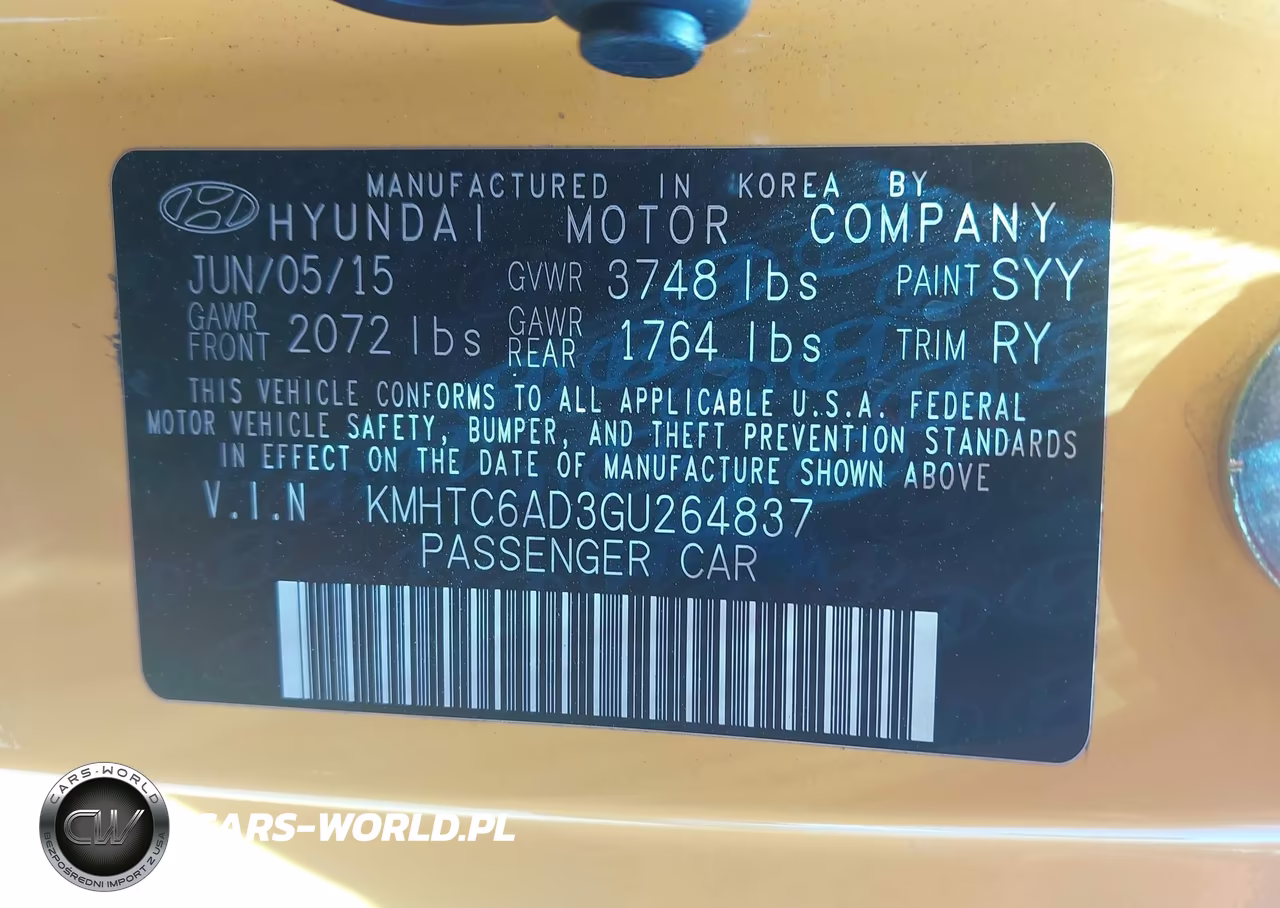 2016 Hyundai Veloster VIN:KMHTC6AD3GU264837 - 9