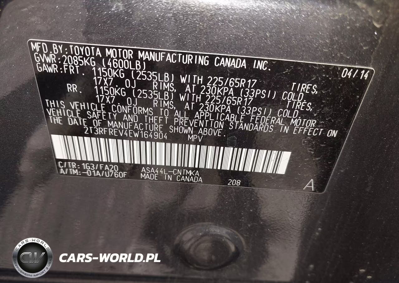 2014 Toyota Rav4 Xle VIN:2T3RFREV4EW164904 - 9