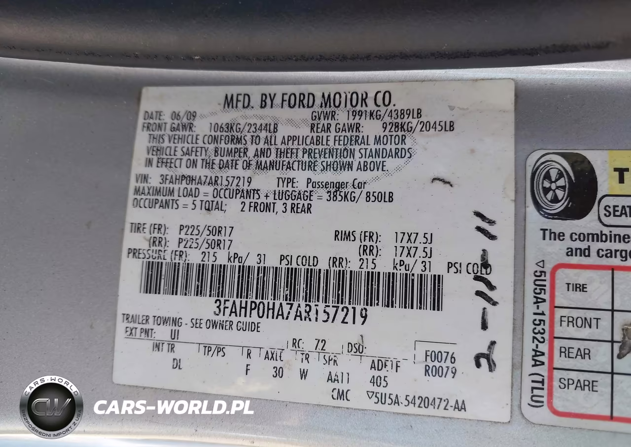 2010 Ford Fusion Se VIN:3FAHP0HA7AR157219 - 9