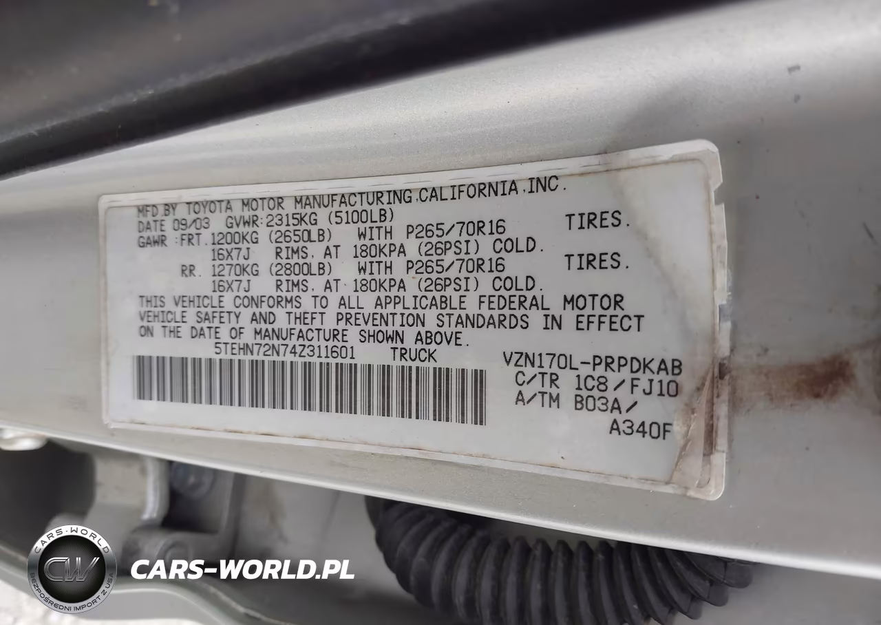 2004 Toyota Tacoma Base V6 VIN:5TEHN72N74Z311601 - 9