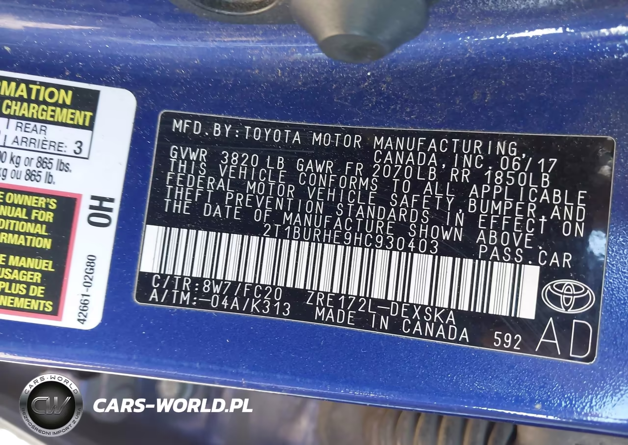 2017 Toyota Corolla Se VIN:2T1BURHE9HC930403 - 9