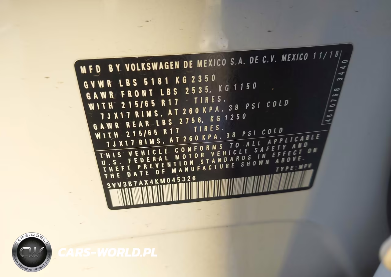 2019 Volkswagen Tiguan 2.0T Se-2.0T Sel-2.0T Sel R-Line-2.0T Sel R-Line Black VIN:3VV3B7AX4KM045326 - 9