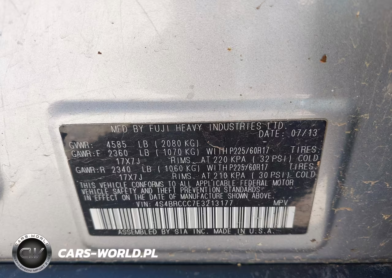 2014 Subaru Outback 2.5I Premium VIN:4S4BRCCC7E3213177 - 9