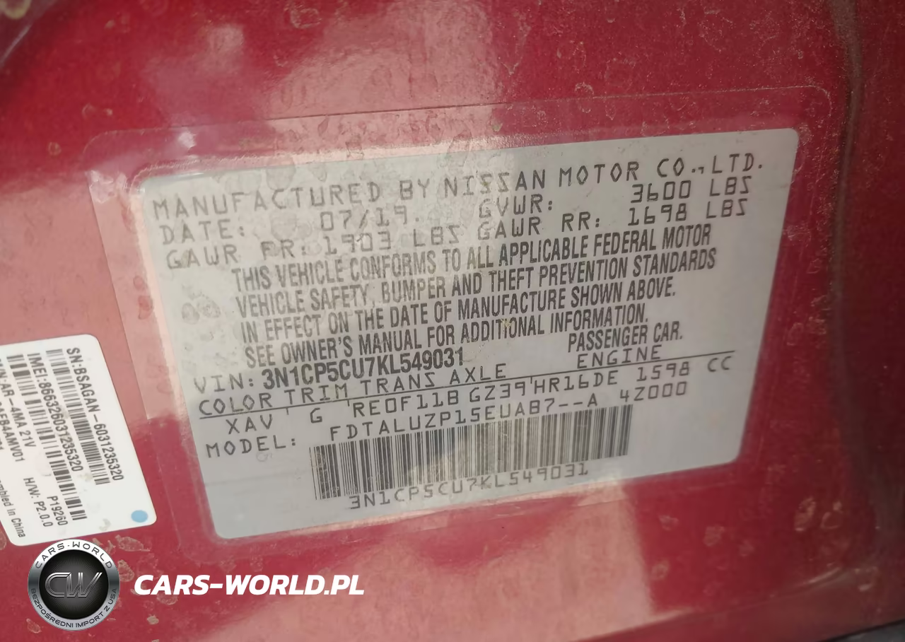 2019 Nissan Kicks Sr VIN:3N1CP5CU7KL549031 - 9