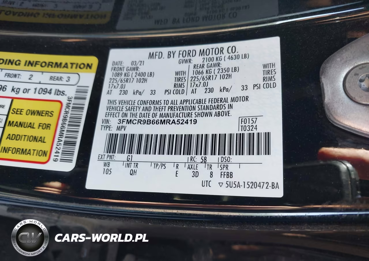 2021 Ford Bronco Sport Big Bend VIN:3FMCR9B66MRA52419 - 9