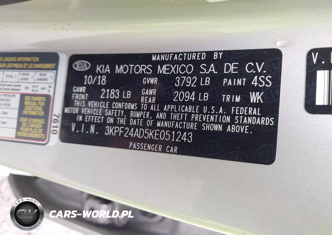 2019 Kia Forte Lxs VIN:3KPF24AD5KE051243 - 9