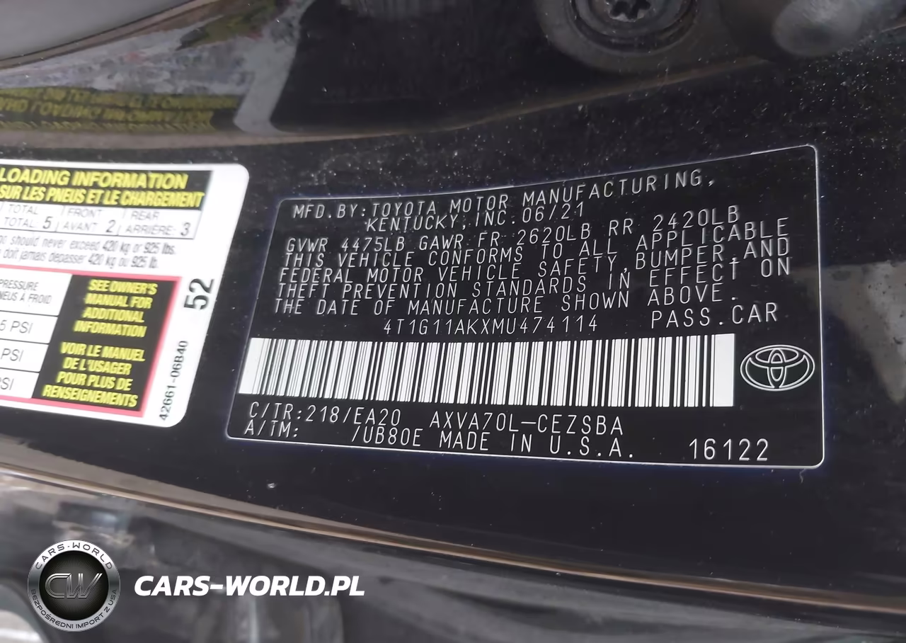 2021 Toyota Camry Se VIN:4T1G11AKXMU474114 - 7