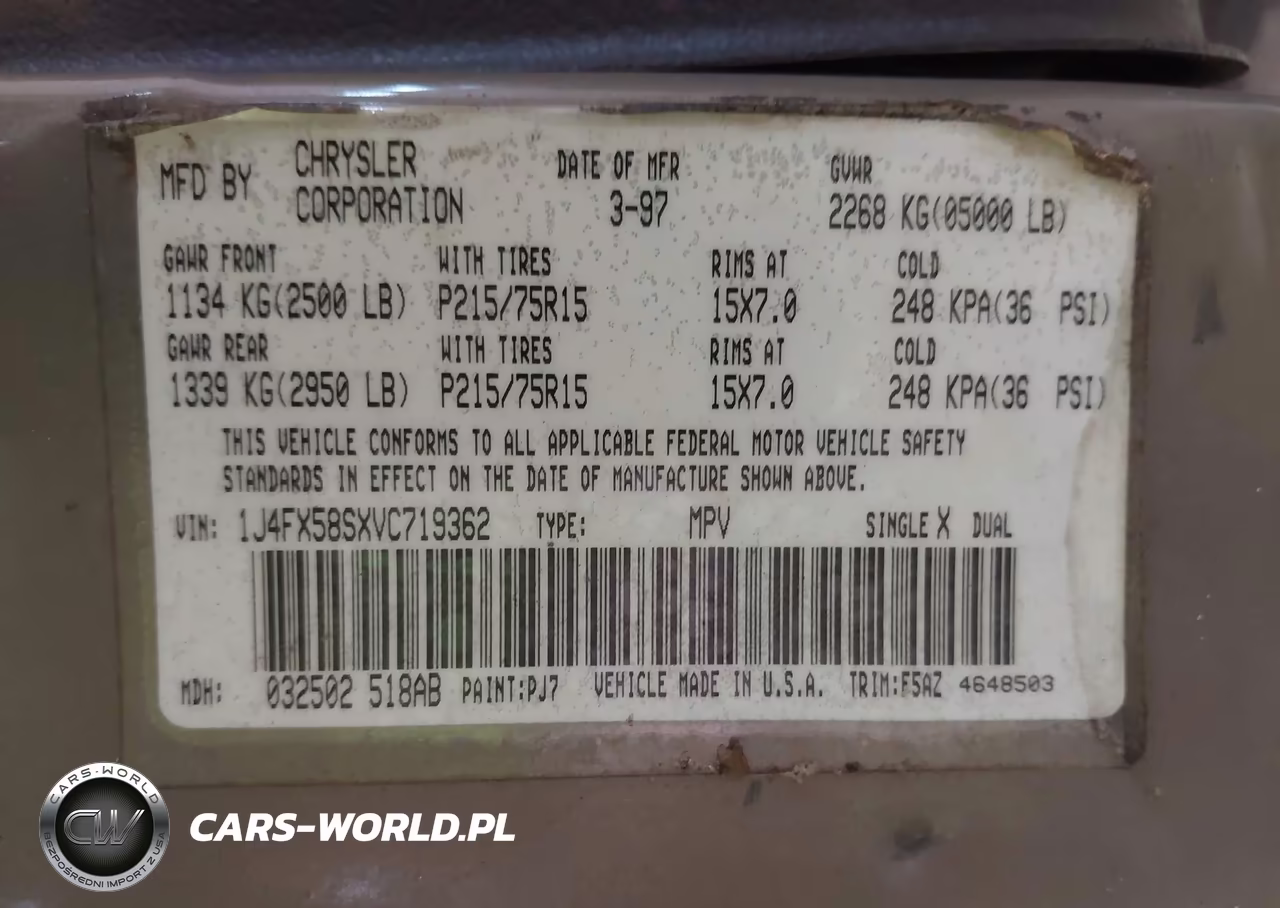 1997 Jeep Grand Cherokee Laredo-Tsi VIN:1J4FX58SXVC719362 - 9