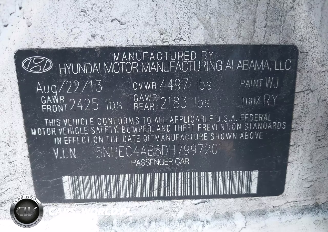 2013 Hyundai Sonata Se 2.0T VIN:5NPEC4AB8DH799720 - 9
