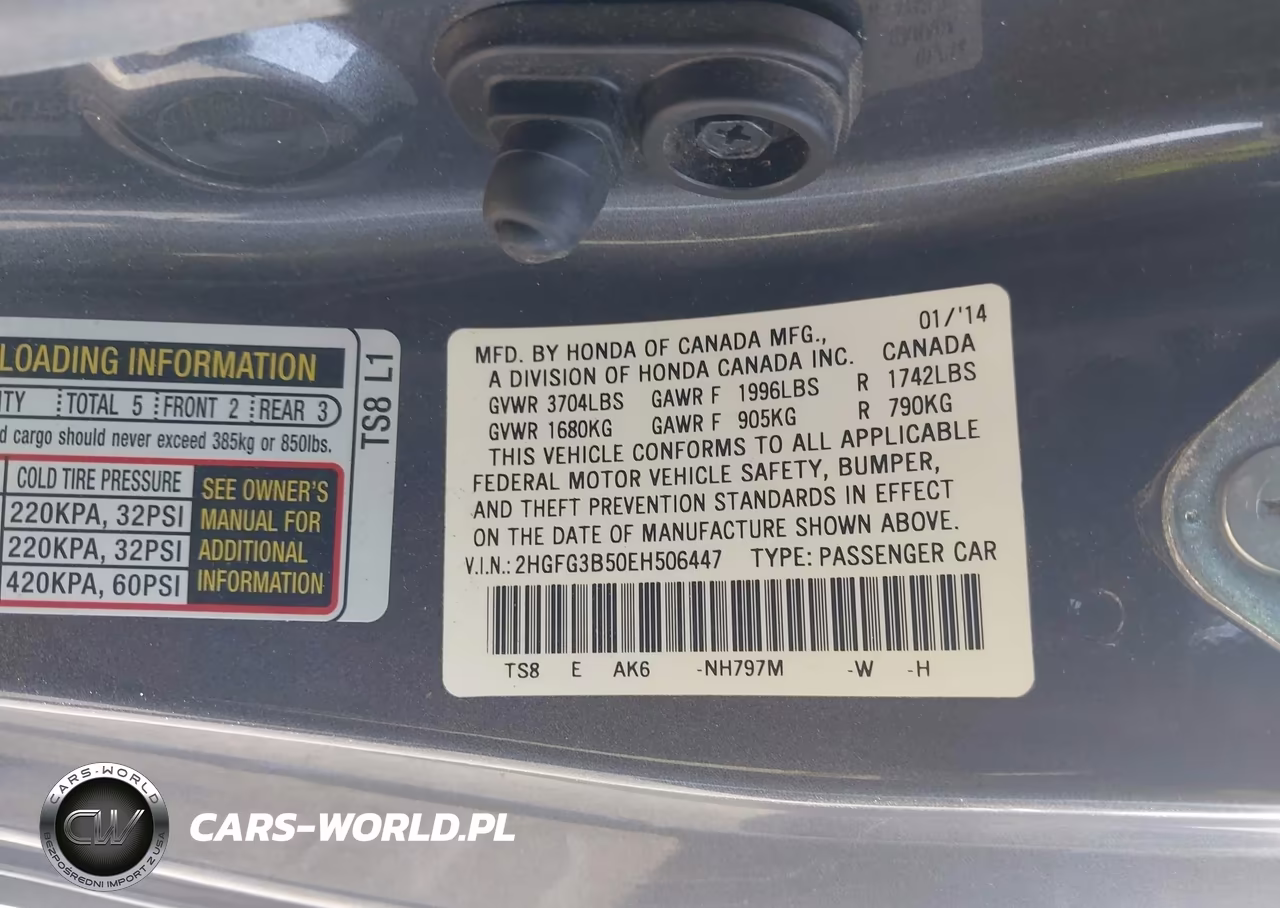 2014 Honda Civic Lx VIN:2HGFG3B50EH506447 - 9