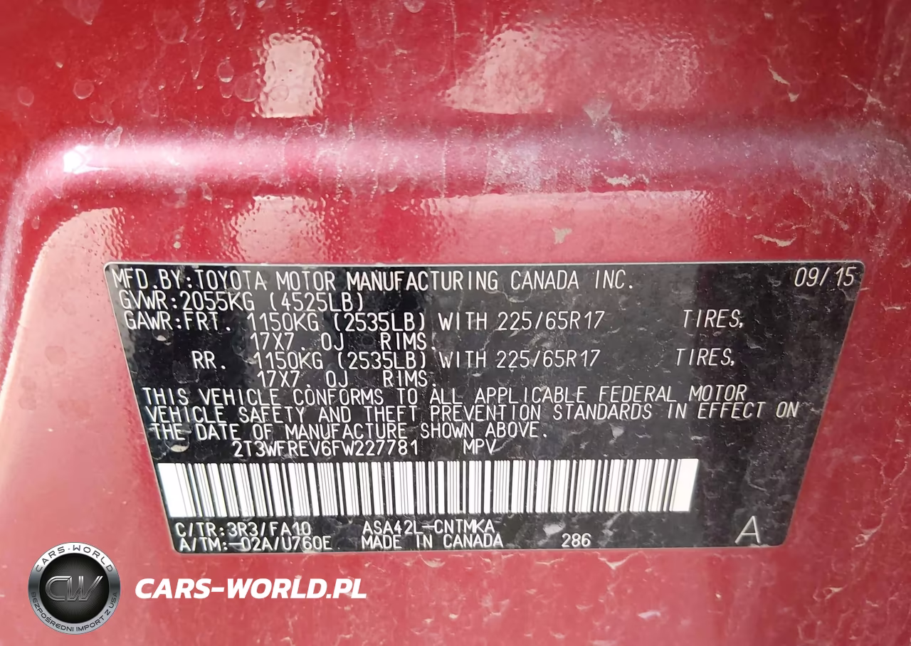 2015 Toyota Rav4 Xle VIN:2T3WFREV6FW227781 - 9