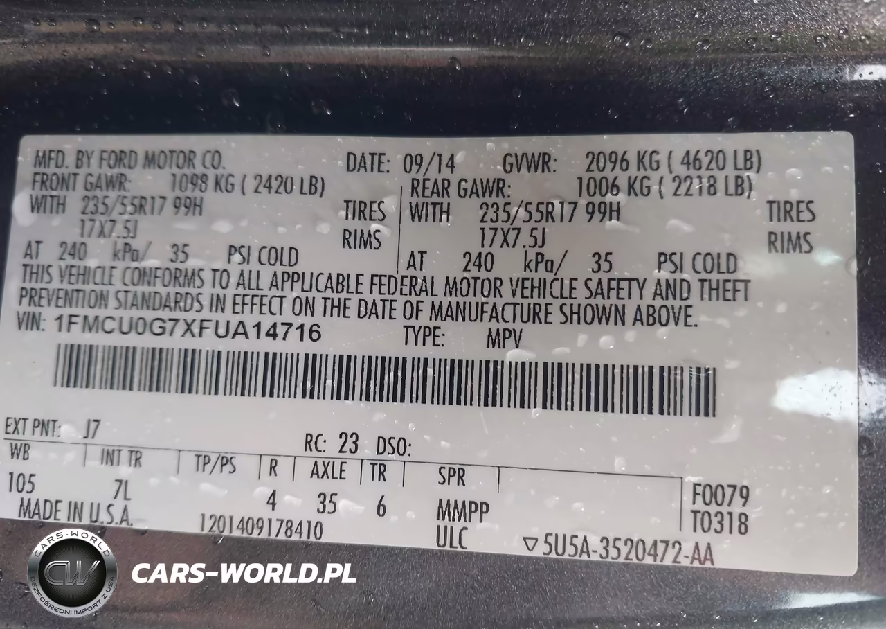 2015 Ford Escape Se VIN:1FMCU0G7XFUA14716 - 9