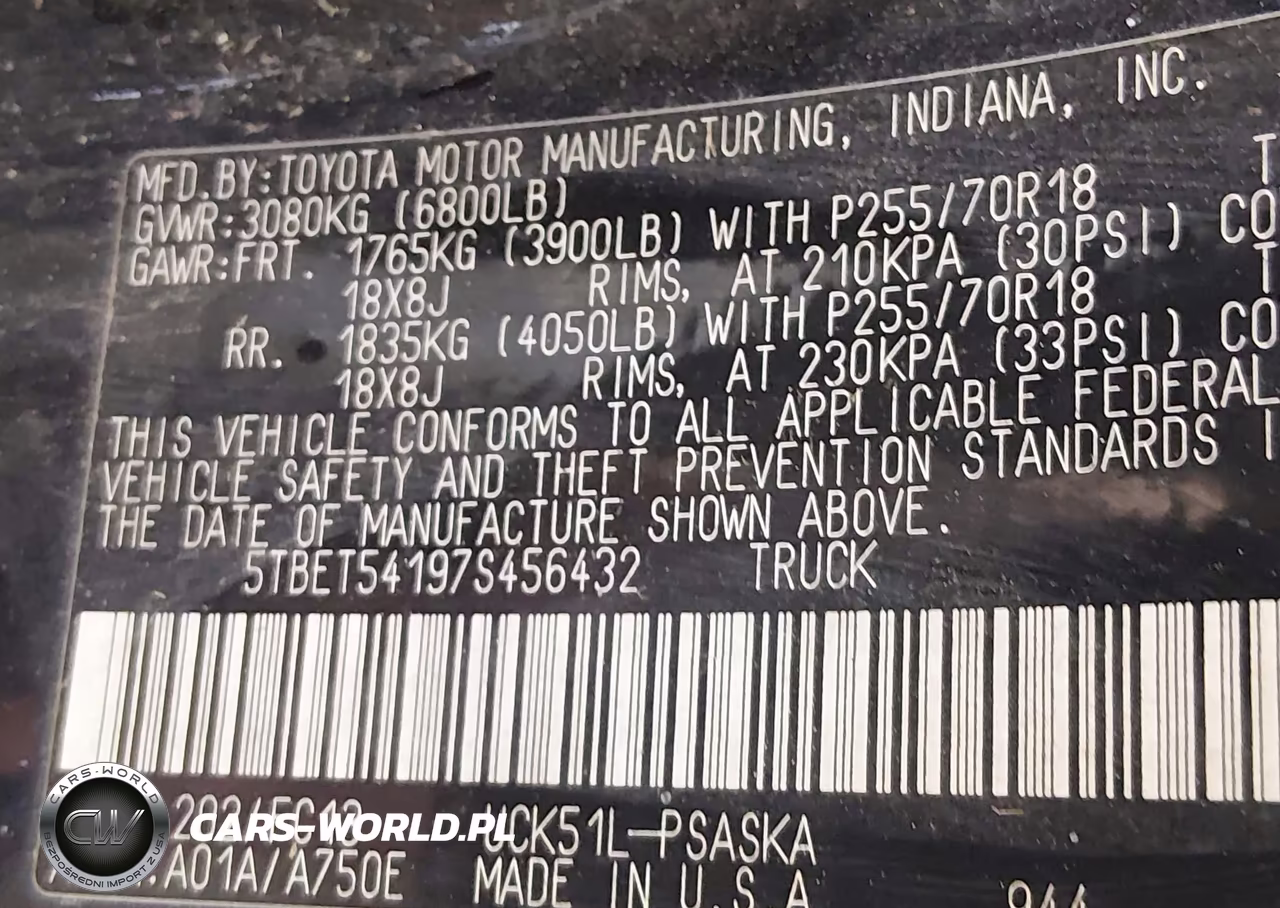 2007 Toyota Tundra Sr5 4.7L V8 VIN:5TBET54197S456432 - 9