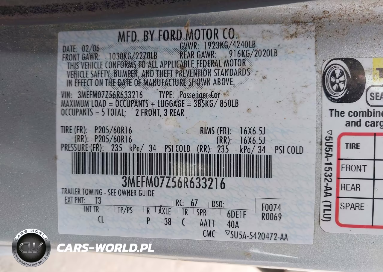 2006 Mercury Milan I4 VIN:3MEFM07Z56R633216 - 9